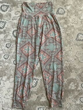 Hem & Thread Mint and Blush Paisley Harem Track Pants